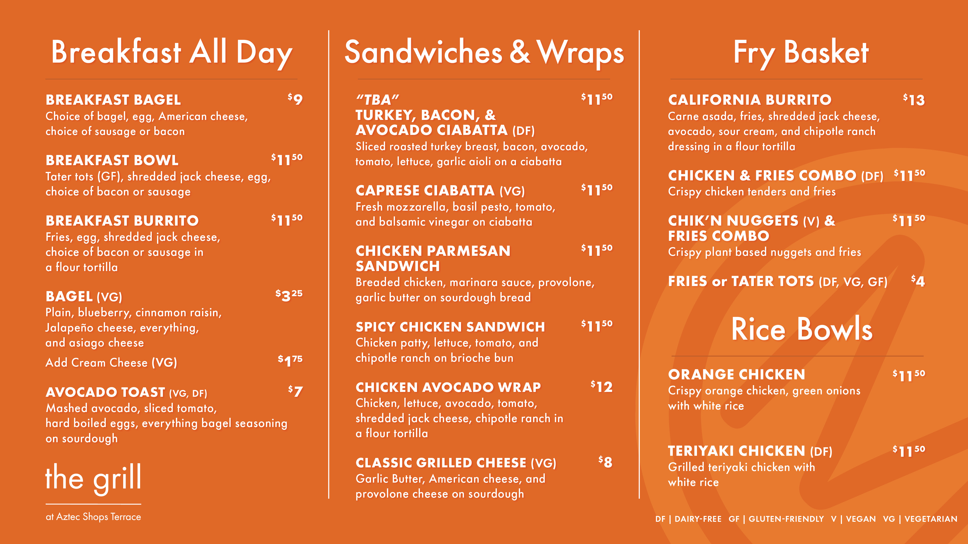 Terrace Grill Menu